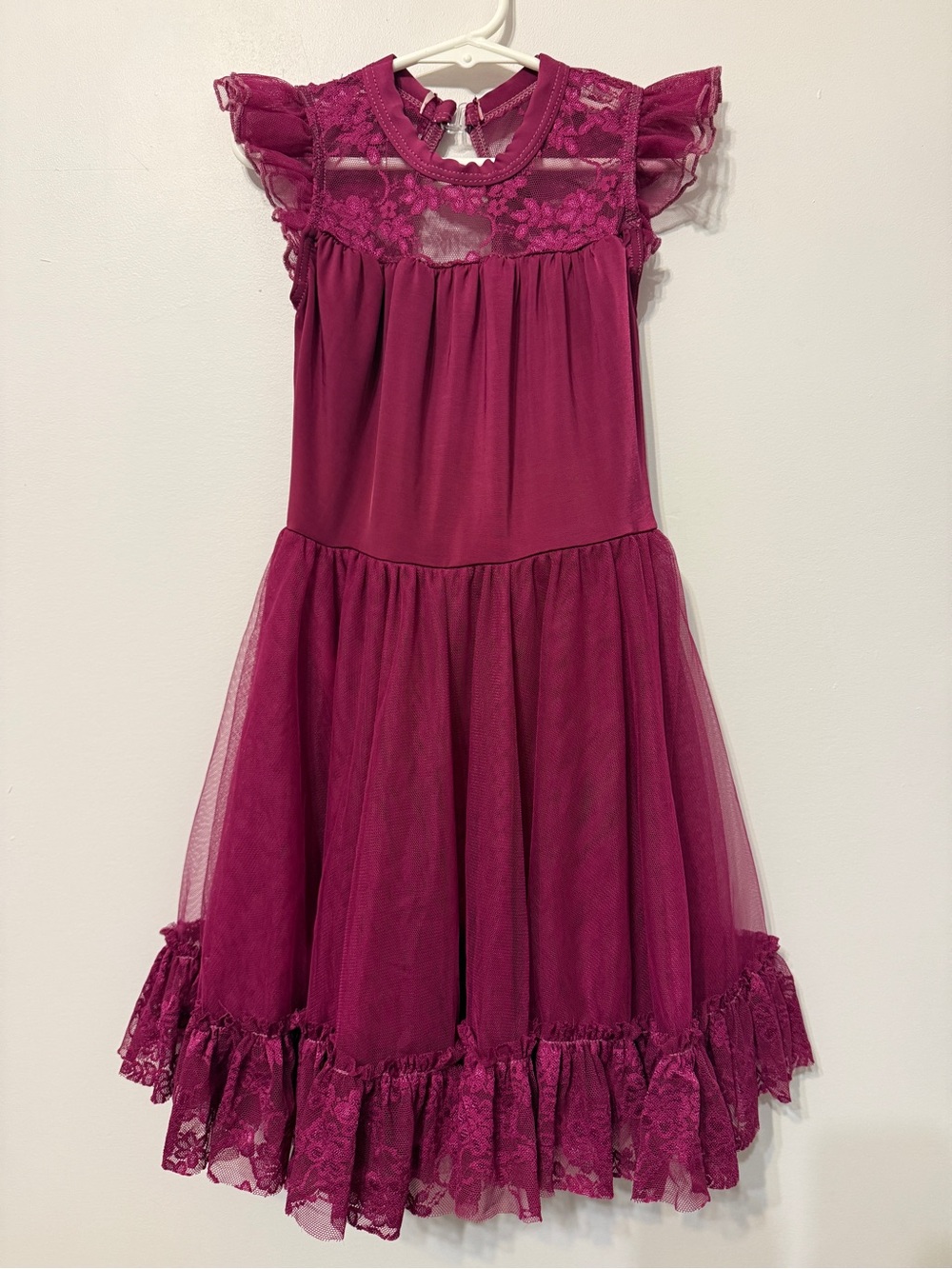 Weissman Lyrical Dance Costume - Girl's Child Medium - Lace Magenta Tuelle Dress